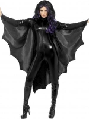LittleWoods  Vampire Bat Wings Black with High Collar - Adults Costume