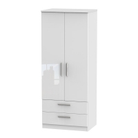 RobertDyas  Fourisse Ready Assembled 2-Door Wardrobe with Drawers - Whit