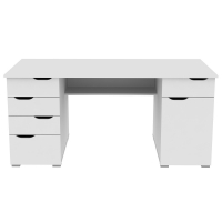 RobertDyas  Alphason Kentucky White Desk with White Gloss Drawer Fronts