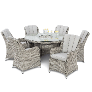 RobertDyas  Maze Rattan Oxford 6-Seater Round Dining Set with Parasol an