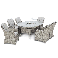 RobertDyas  Maze Rattan Oxford 6-Seater Oval Dining Set with Parasol and