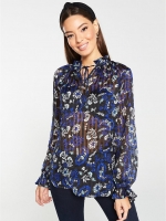LittleWoods  V by Very Burnout Stripe Print Poet Blouse - Paisley