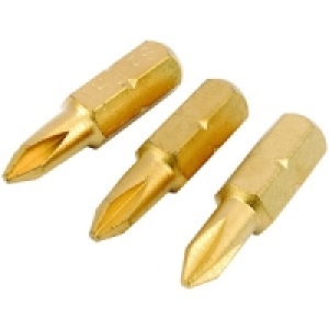 Wickes Titanium Screwdriver Bit Phillips No1 25mm Pack 3