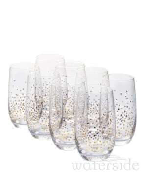 LittleWoods  WATERSIDE Gold Star Hi-Ball Glasses Set of 8