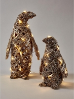 LittleWoods  Rattan Lit Penguin Christmas Decorations (Set of 2)