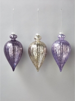 LittleWoods  Pack of 3 Glass Finial Hanging Christmas Tree Decorations