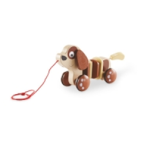 Wooden Brown Dog Pull Along
