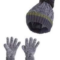 Aldi  Kids Grey Hat & Gloves