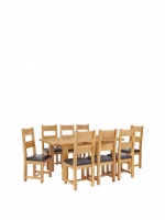 LittleWoods  Oakland 140 - 180 cm Solid Wood Extending Dining Table + 8 O