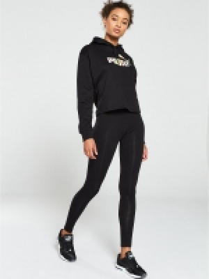 LittleWoods  Puma Elevated Essential Logo Cropped Hoodie & Leggings - Bla