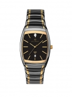LittleWoods  Accurist Accurist Black and Gold Detail Diamond Set Date Dia