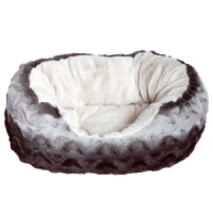 Rosewood Snuggle Plush Oval Bed (25 Inch) - Grey Cream £10.39