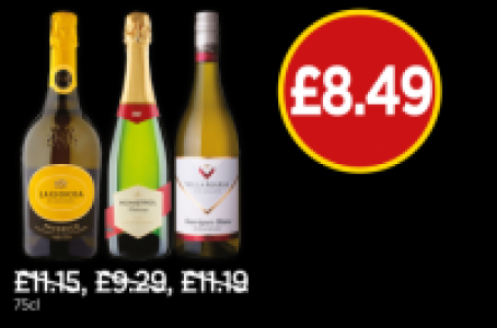 La Gioiosa Prosecco, Marques De Monistrol Vintage Cava, Vill £8.49