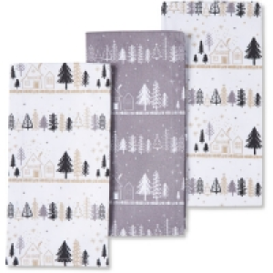 Aldi  Festive Trees Tea Towel 3 Pack