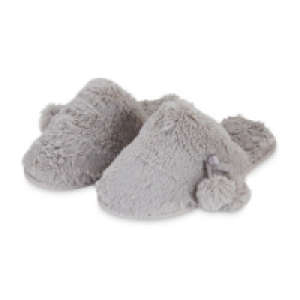 Aldi  Ladies Grey Plush Luxury Slippers