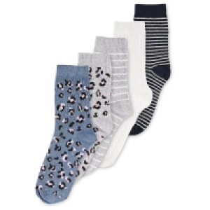 Ladies Animal Print Socks 5 Pack