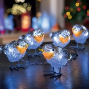 LED Ice White Outdoor Robin Decorative Light Set oF Five Mai £14.99