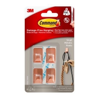 Partridges 3m 3M 4 Small Metallic Hooks With Command Strip - Copper Look