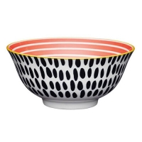 Partridges Kitchencraft KitchenCraft Red Swirl and Black Spots Ceramic Bowl