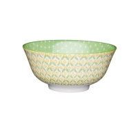 Partridges Kitchencraft KitchenCraft Green Detailed Geo Style Ceramic Bowl