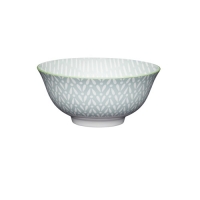 Partridges Kitchencraft KitchenCraft Pale Grey Green Detailed Geo Style Ceramic Bowl