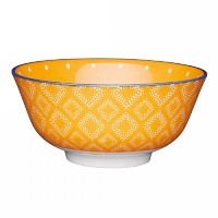 Partridges Kitchencraft KitchenCraft Orange Spotty Geo Style Ceramic Bowl