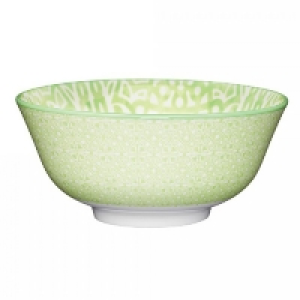 Partridges Kitchencraft KitchenCraft Lime Green and White Tile Effect Ceramic Bowl