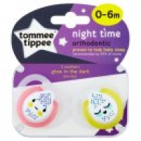 Asda Tommee Tippee Closer to Nature Night Time 2 Orthodontic Soothers 0-6m