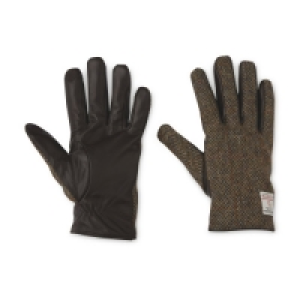 Aldi  Mens Brown Harris Tweed Gloves