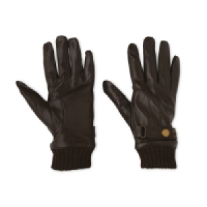 Avenue Mens Brown Ribbed Gloves