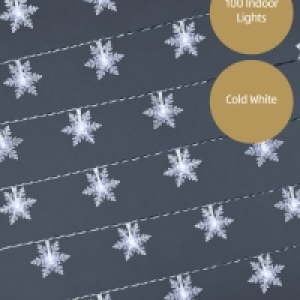 100 LED White Snowflakes