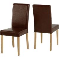 Wilko  G3 Set of 2 Brown Faux Leather Dining Chairs
