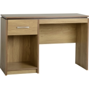 Wilko  Charles Oak Veneer Computer Desk with Walnut Trim