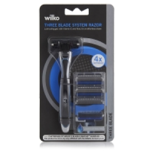 Wilko  Wilko Three Blade System Razor with 4 Cartridges