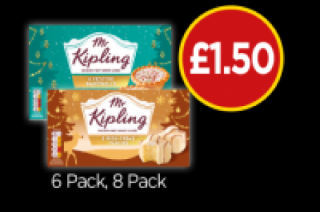 Budgens  Mr Kipling Festive Bakewells, Mr Kipling Irish Crème Fancies