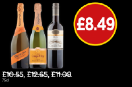 Budgens  Mionetto Prosecco, Oyster Bay Merlot, Gran Campo Viejo Cava