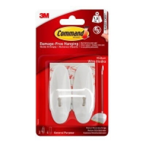 3M General Purpose Wire Hooks With Command Strips (Pack of 2 £2.97