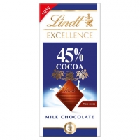 Tesco  Lindt Excellence 45% Milk Chocolate Cocoa Bar 80G