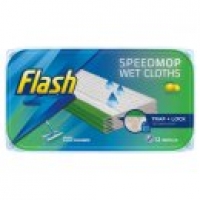 Asda Flash Speedmop Wet Cloth Refills, 12 Cloths, Lemon Multi-Surface