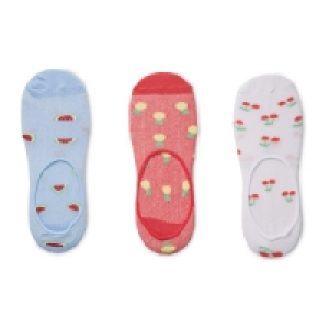 Ladies Fruit Footsie Socks 3 Pack