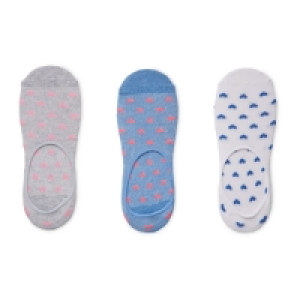 Ladies Heart Footsie Socks 3 Pack