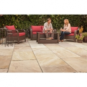Wickes  Marshalls Indian Sandstone Riven Brown Mixed Size Paving - 1