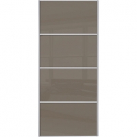 Wickes  Wickes Sliding Wardrobe Door Silver Framed Four Panel Cappuc