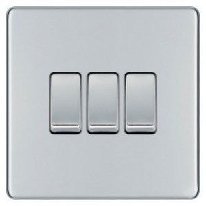 Wickes 10A Light Switch 3 Gang 2 Way Polished Chrome Screwle £10.00