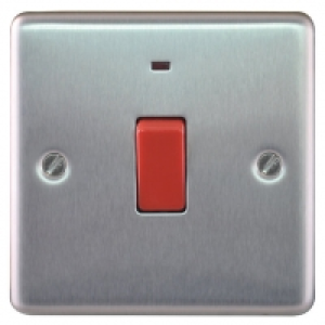 Wickes 45A 1 Gang Cooker Switch Brushed Steel Raised Plate £7.50