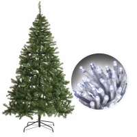 Wilko  Wilko 7ft Christmas Tree and 600 White Lights Bundle