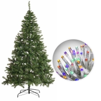 Wilko  Wilko 7ft Christmas Tree and 600 Coloured Lights Bundle