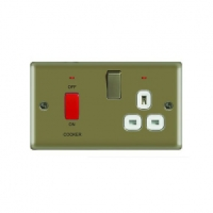 Wickes 45A Cooker Switch & 13A Socket Pearl Nickel Raised Pl £16.78