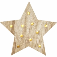 Wilko  Wilko Midwinter Wooden Light Up Star Decoration 30cm