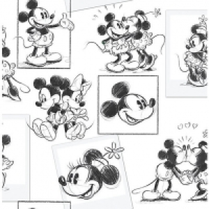 Disney Mickey and Minnie Sketch Grey Wallpaper - 10m £16.00